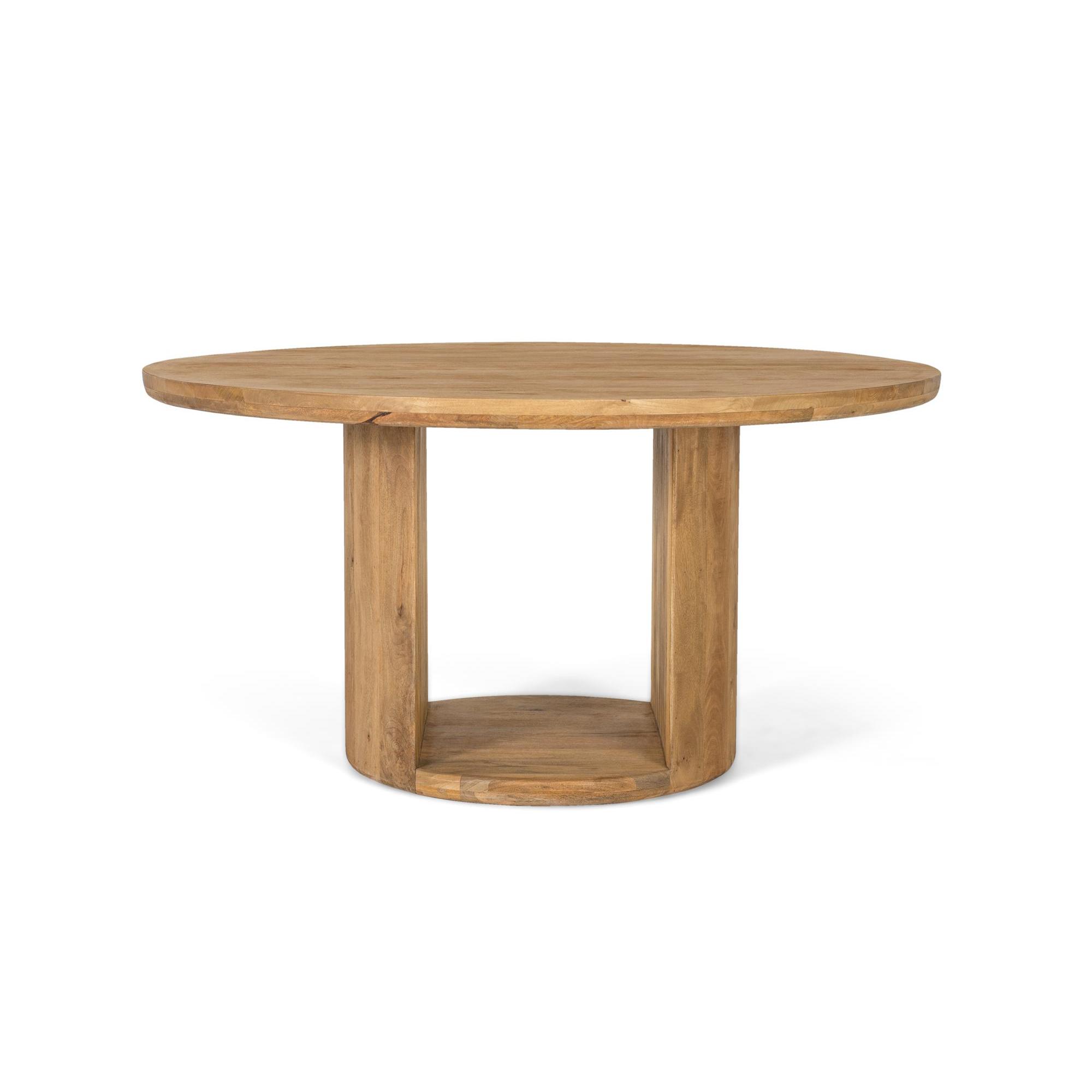 Mesa fabricada en madera de mango con tapa redonda 150 cm diámetro76X150X150