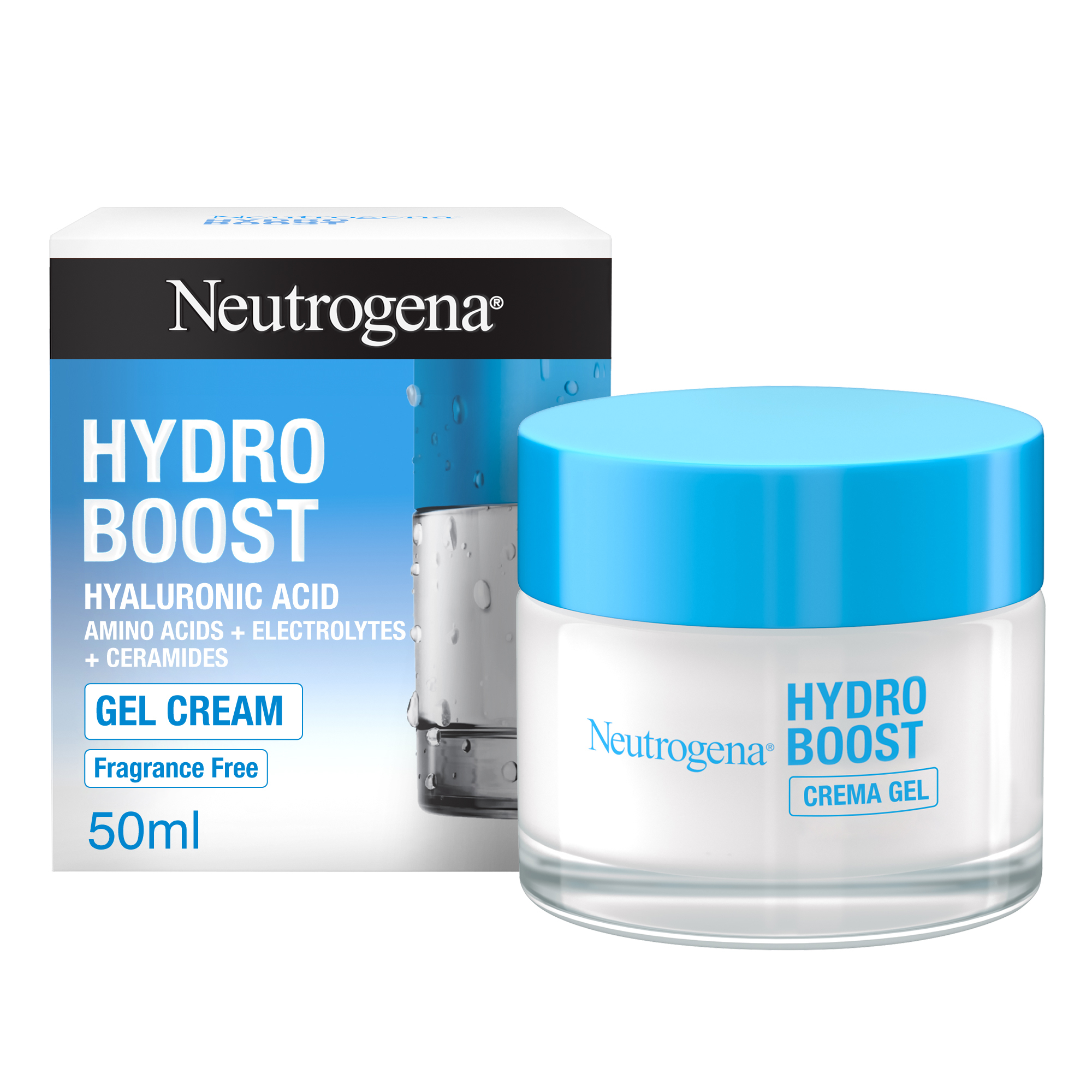 Neutrogena Rutina Hydro Boost - Pack Regalo con Gel de Agua hidratante facial (50 ml) y Contorno de Ojos Antifatiga (15 ml) - Set con Ácido Hialurónico para 72 h de hidratación