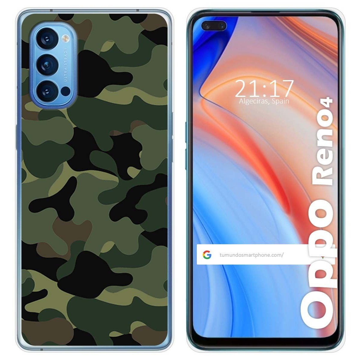 Tumundosmartphone Funda Gel Tpu para Oppo Reno 4 5G diseño Camuflaje Dibujos