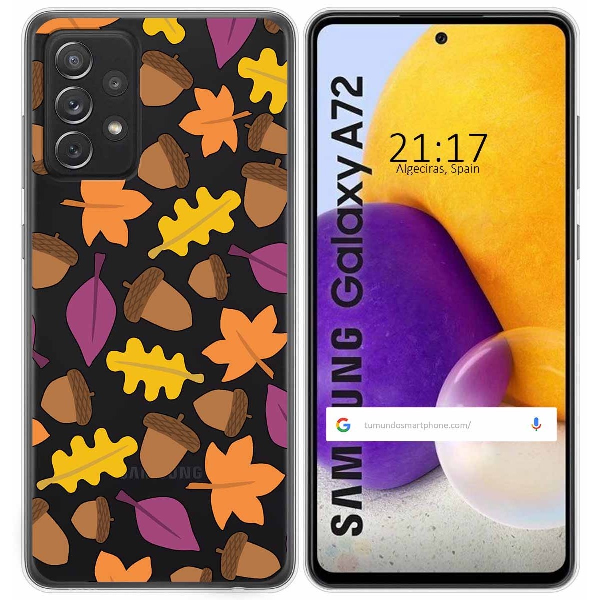 Tumundosmartphone Funda Gel Transparente para Samsung Galaxy A72 diseño Otoño Dibujos