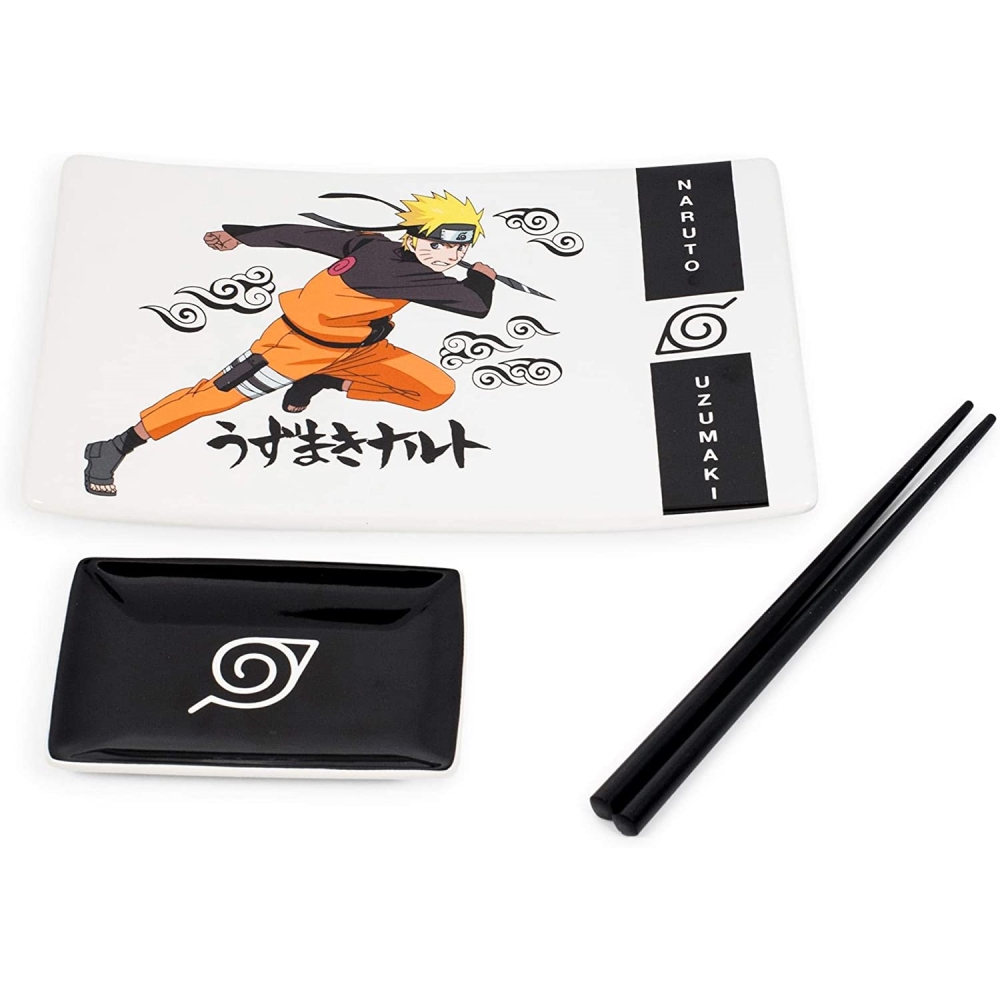 Set de Sushi de 3 piezas - Plato, cuenco para salsa y palillos - Naruto - JUST FUNKY