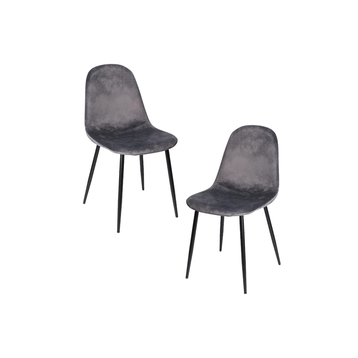 Regalos Miguel - Packs Sillas Comedor - Pack 2 Sillas Teok Black Terciopelo - Gris oscuro