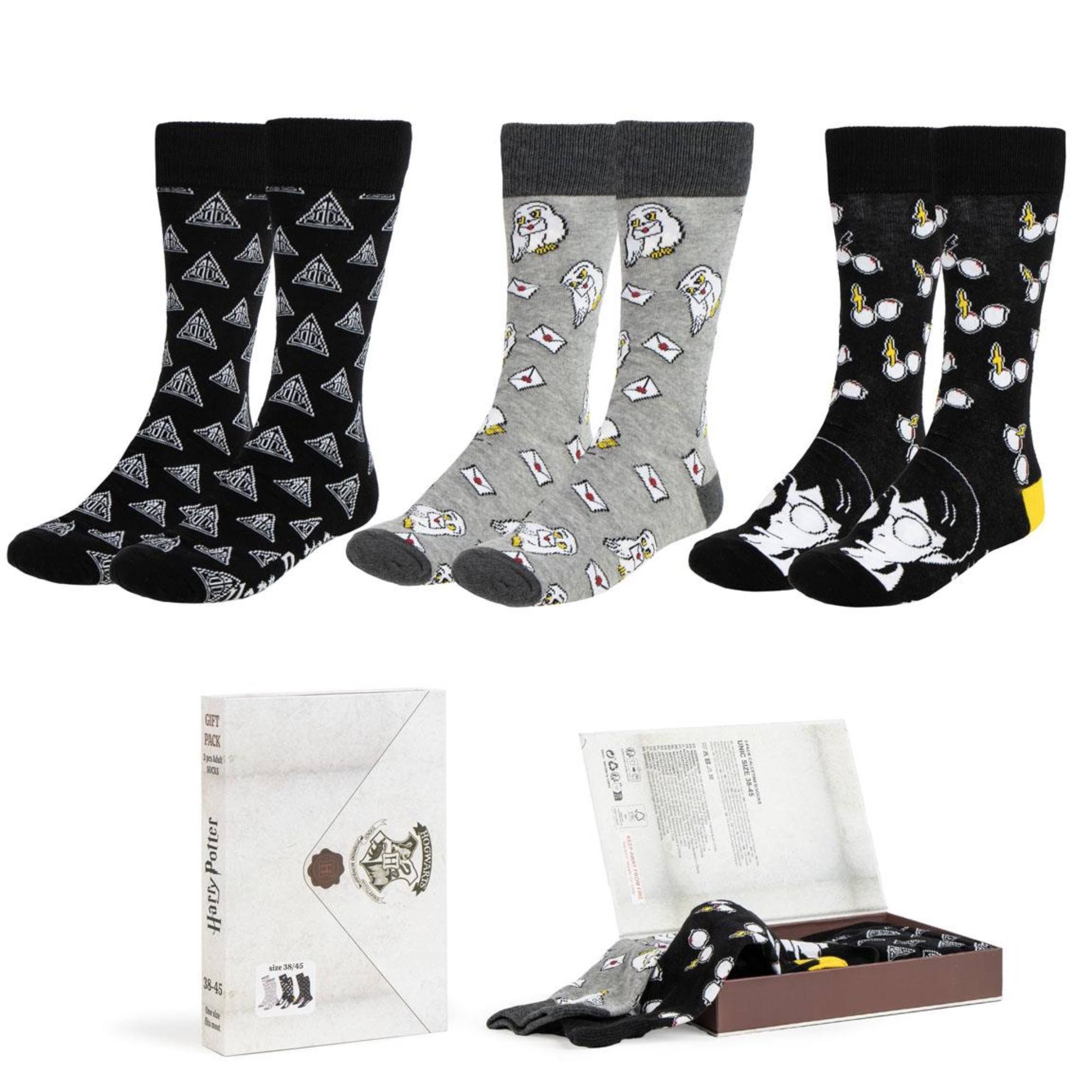 Pack de 3 Calcetines Diseño Harry Potter Talla 38-45