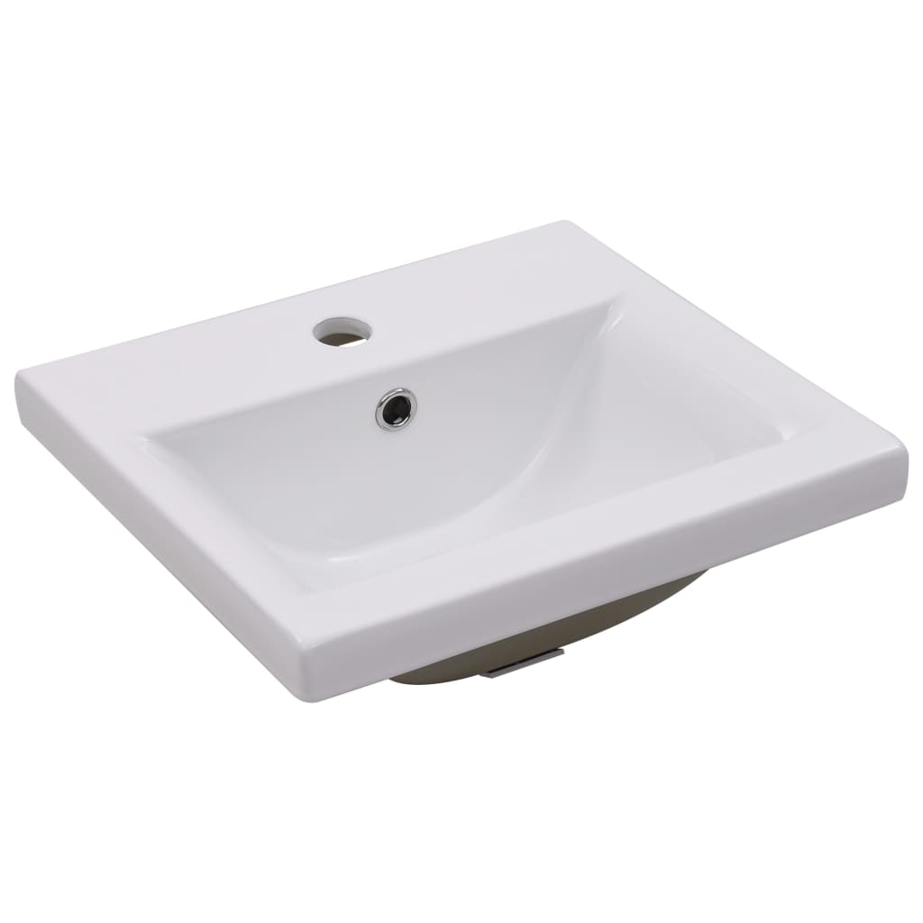 vidaXL Lavabo encastrado de cerámica blanco