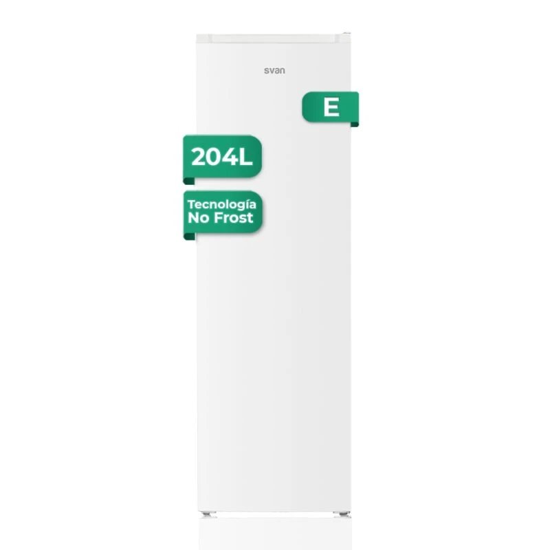 Svan - Congelador vertical SCV175500ENF de 204 L, No Frost, clase energética E, blanco, altura 170 cm y ancho 54 cm para cocina moderna