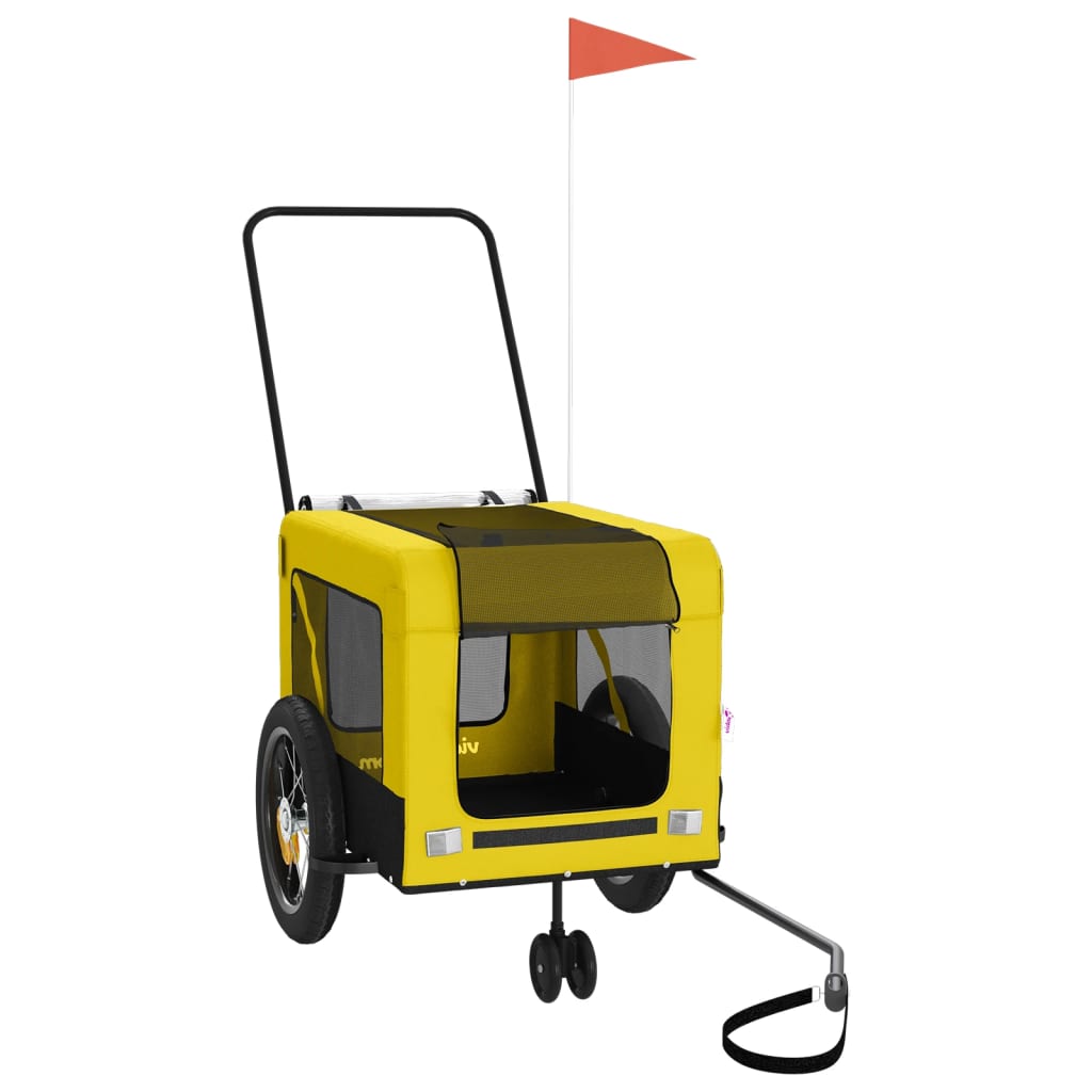 vidaXL Remolque de Bicicleta Mascotas Carrito Hierro Tela Oxford Color Amarillo,  Azul,  Gris y mas