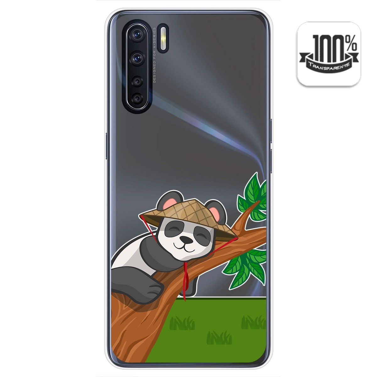 Tumundosmartphone Funda Gel Transparente para Oppo A91 diseño Panda Dibujos