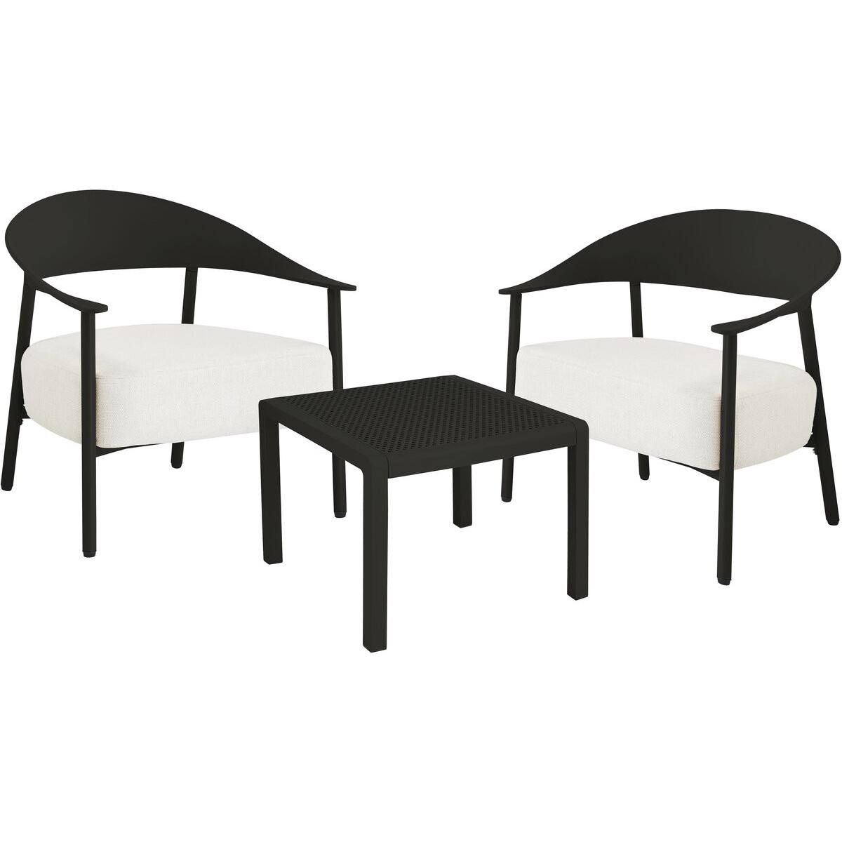 Habitat y Jardin - Conjunto de muebles de jardín "Céora" de metal y plástico - 2 plazas - Negro