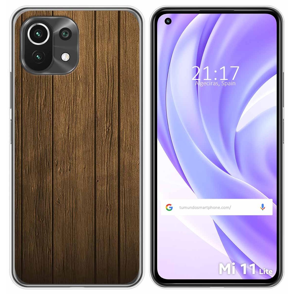 Tumundosmartphone Funda Gel Tpu para Xiaomi Mi 11 Lite 4G / 5G / 5G NE diseño Madera Dibujos