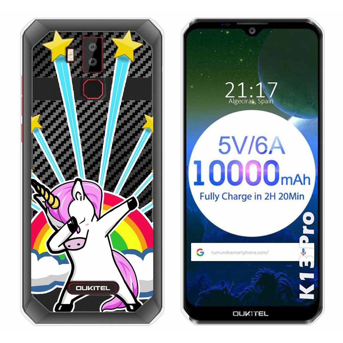 Tumundosmartphone Funda Gel Transparente para Oukitel K13 Pro diseño Unicornio Dibujos