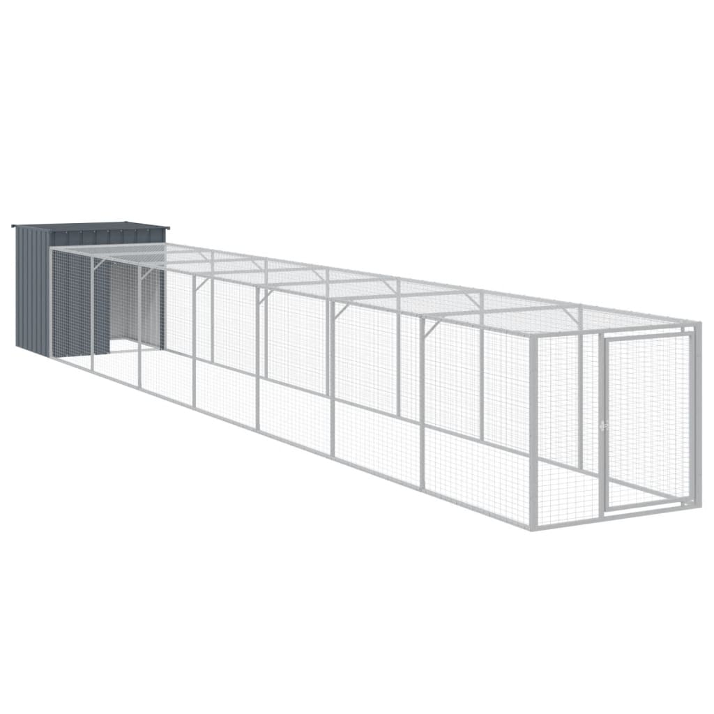 vidaXL Gallinero con Corral Jaula Caseta de Gallinas Acero Galvanizado Color Antracita,  Gris claro, y mas