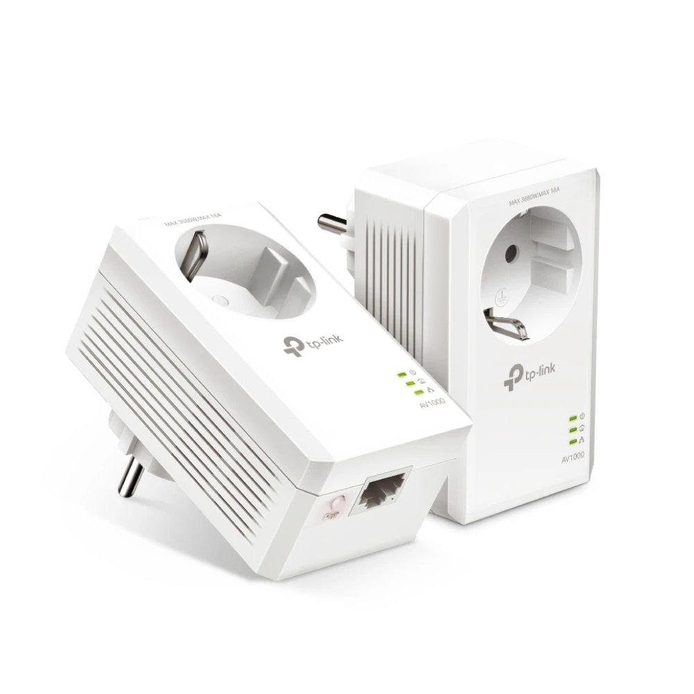TP-Link - Kit Powerline TL-PA7017PKIT para red doméstica estable y rápida hasta 1000 Mbps sobre cableado eléctrico, alcance 300 m, puerto Gigabit Ethernet, plug and play, encriptación AES 128 bits, ahorro energético 85%, color blanco