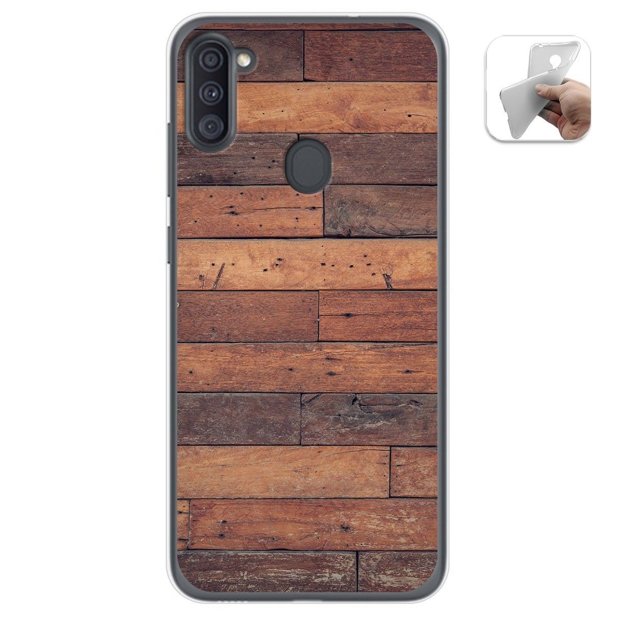Tumundosmartphone Funda Gel Tpu para Samsung Galaxy A11 / M11 diseño Madera 03 Dibujos