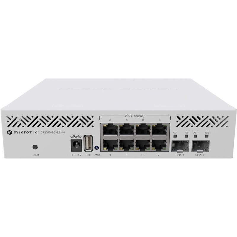 MikroTik | Cloud Router Switch | CRS310-8G+2S+IN | Rackmountable | 1 Gbps (RJ-45) ports quantity 8 | SFP+ ports quantity 2