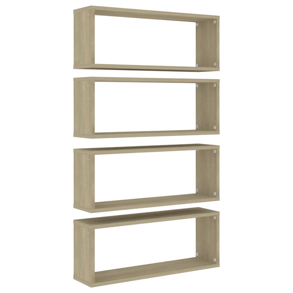 Vidaxl Estante Cubo de Pared 4 Uds Contrachapado 60x15x23 Cm