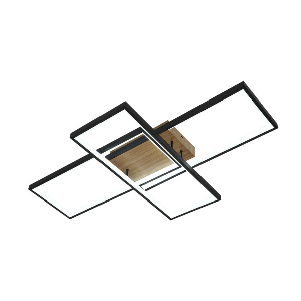Plafon madaleta 134w 3000-4000-6500k negro/madera 14740 lm c/remoto,memoria y reg.intensidad 9,5x79x49,5cm