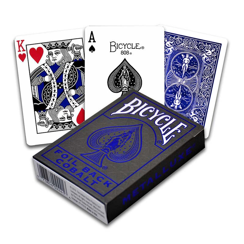 Fournier Bicycle USPCC Baraja poker Foil back MetalLuxe Crimson Cobalt Rojo Azul Tinta metal Magia Magos Trucos Adultos Acabado especial Espectáculo Cardistry Poquer Playa Piscina Camping Noche de fiesta Cartomagia Aprender Fácil Colección Coleccionable
