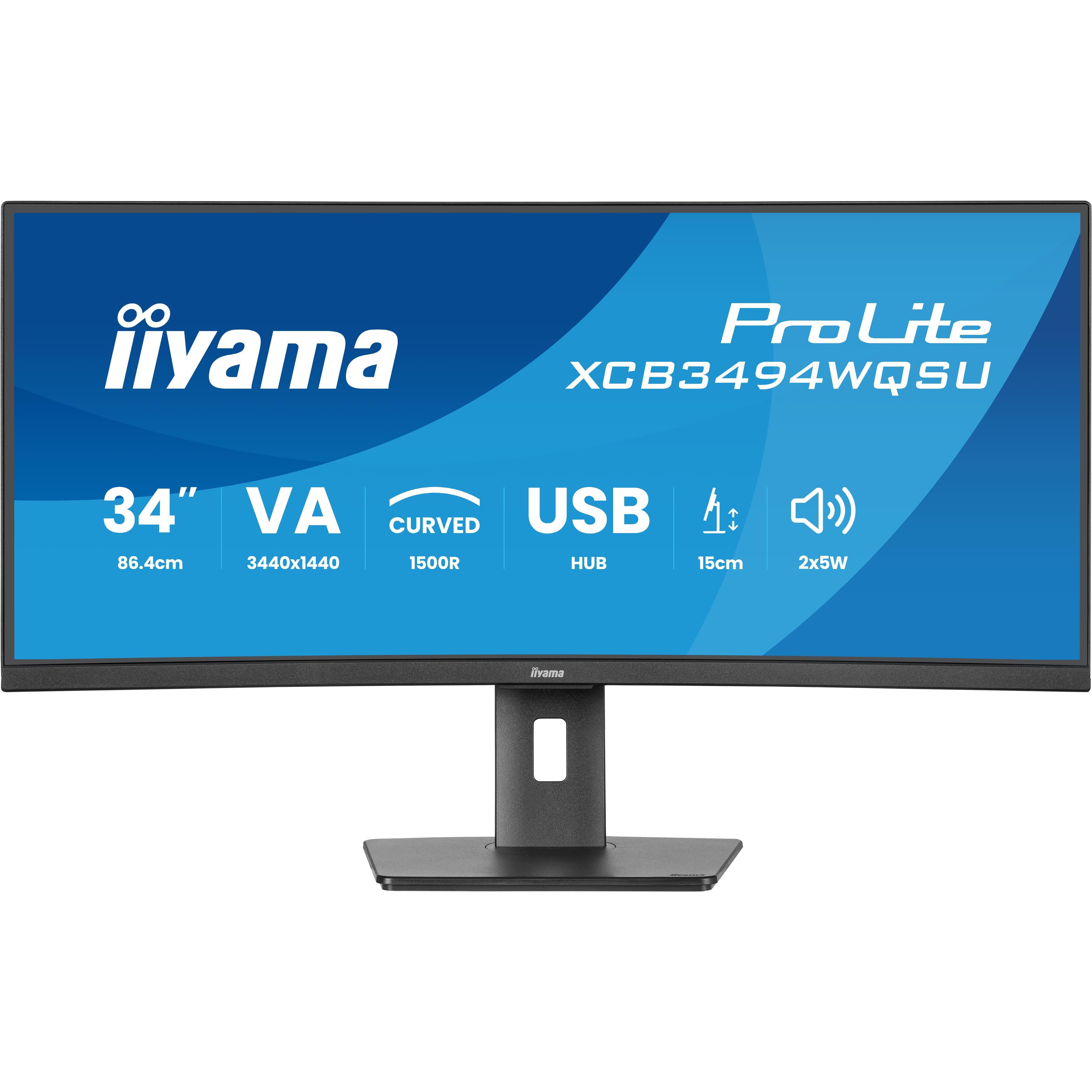 iiyama ProLite XCB3494WQSU-B1 34" VA CURVO UWQHD 120Hz USB-A Altavoces Altura Ajustable