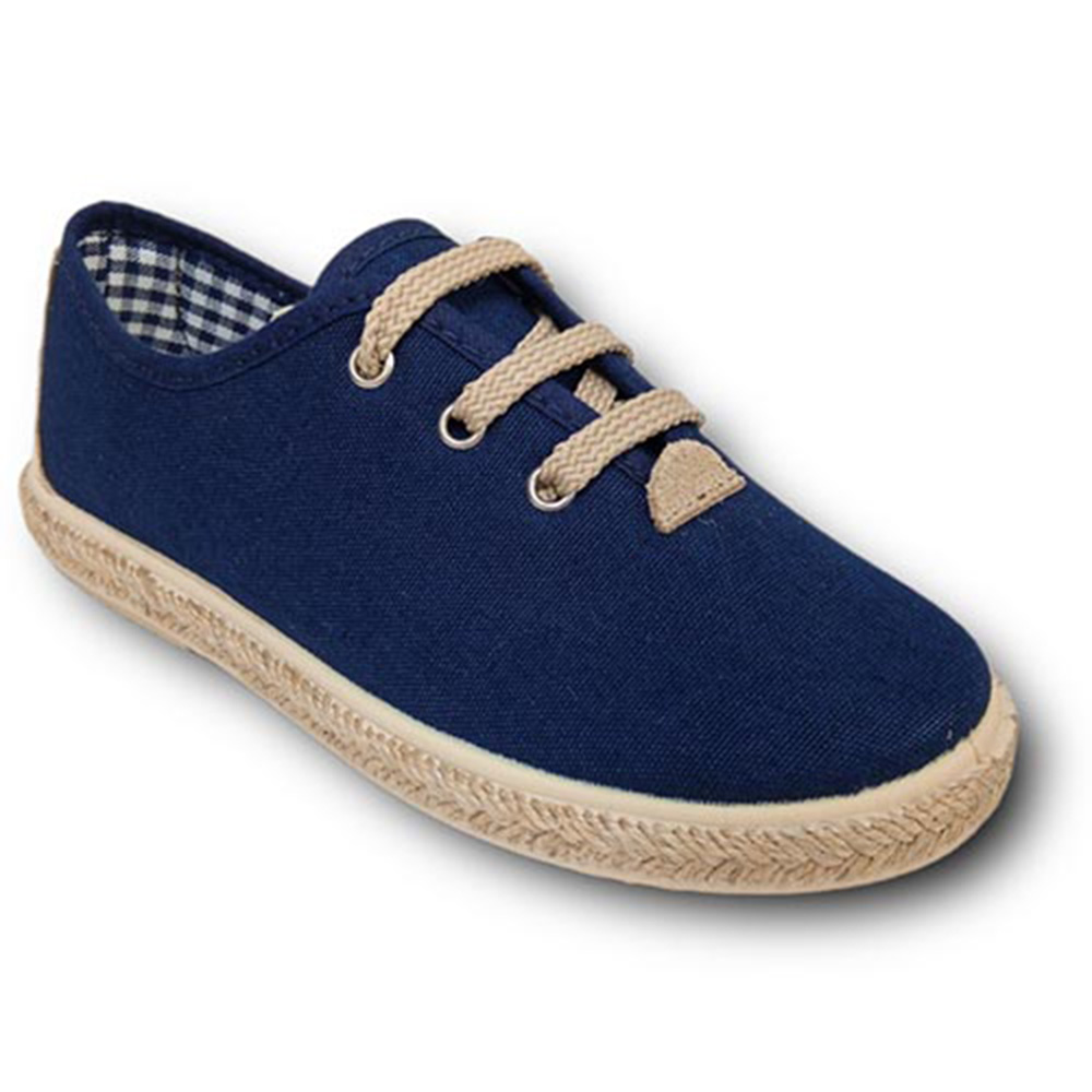 Vulpeques Zapatilla Lino Sneakers Niño 1000-PS Niño MARINO Zapatillas calzado niños Vulpeques Summer ROYALE CORDONETS