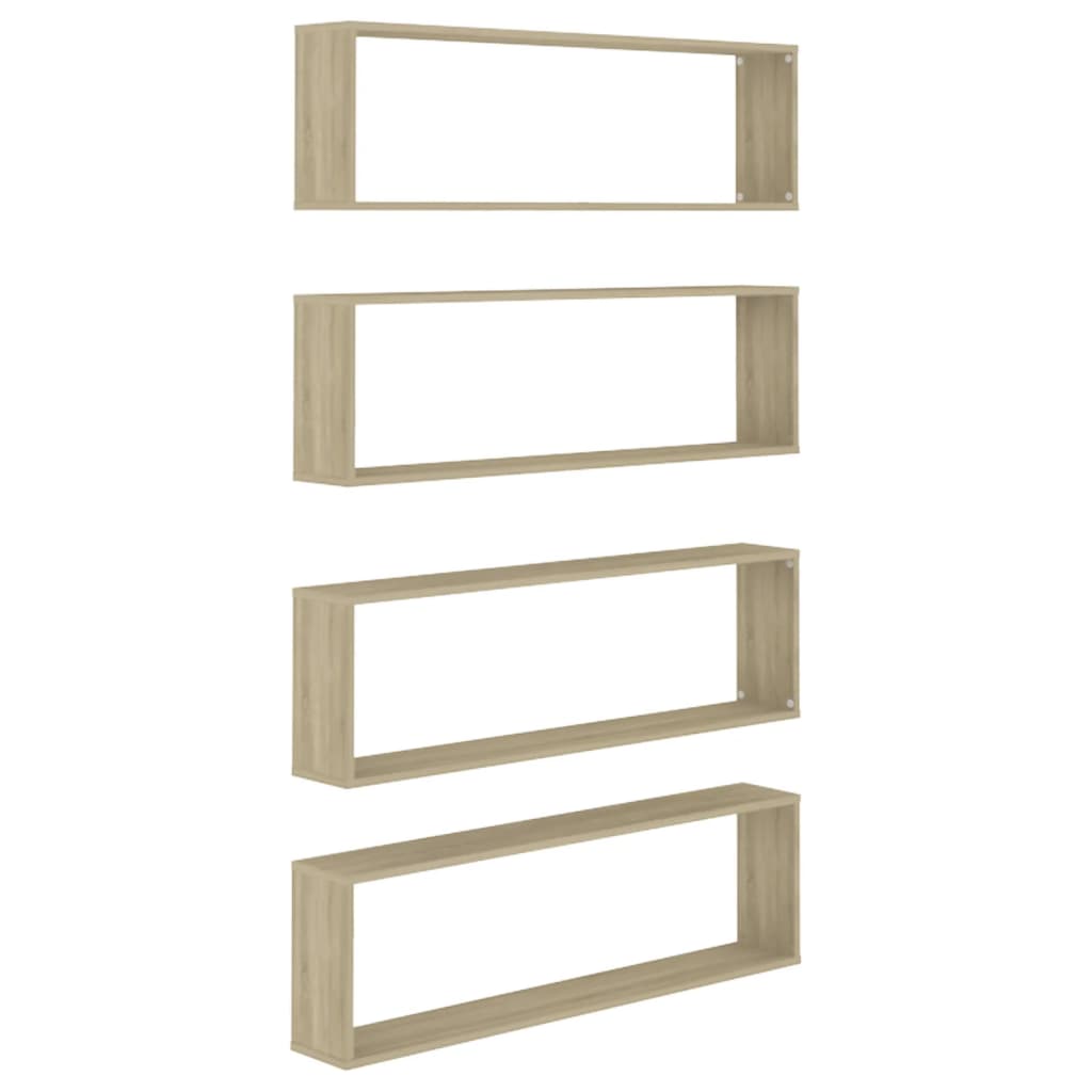 Vidaxl Estantería Cubo Pared 4uds Contrachapado 100x15x30cm Blanco