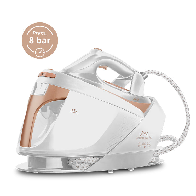 Ufesa - Centro de planchado Smart Digital Pro de 3000 W con golpe de vapor 425 g y vapor continuo 190 g/min para planchado vertical y horizontal, tecnología SmartDigital con termostato digital y pantalla LED
