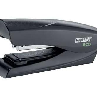 Rapid eco grapadora de sobremesa 24/6, 26/6 - grapa hasta 25 hojas - grapado plano y clavado - fabricado con un 74% de plastico reciclado postconsumo - color negro