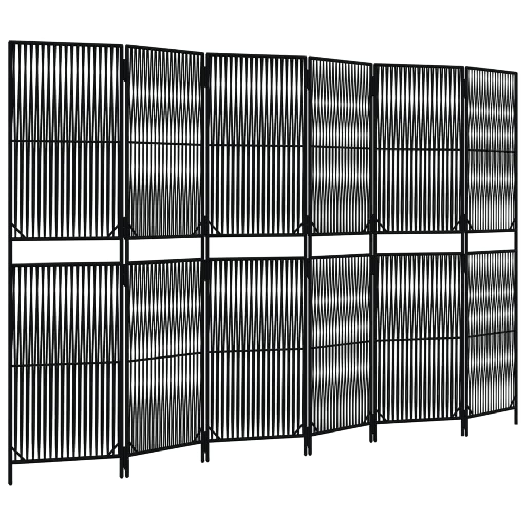vidaXL Biombo de 6 paneles ratán sintético negro