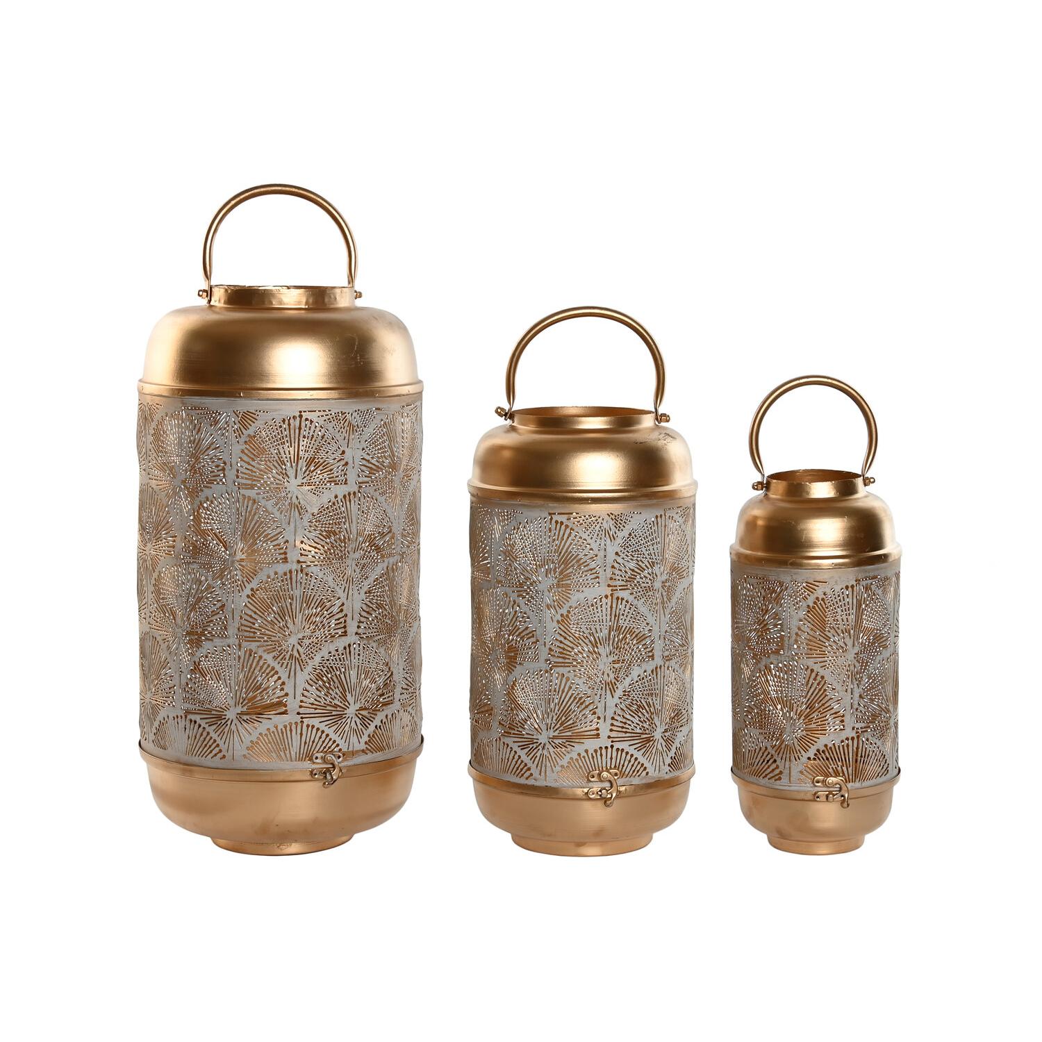 Portavela Set 3 Metal 25X25X49 39Cm/33Cm Dorado El mejor complemento para tu hogar. - Fijalo -