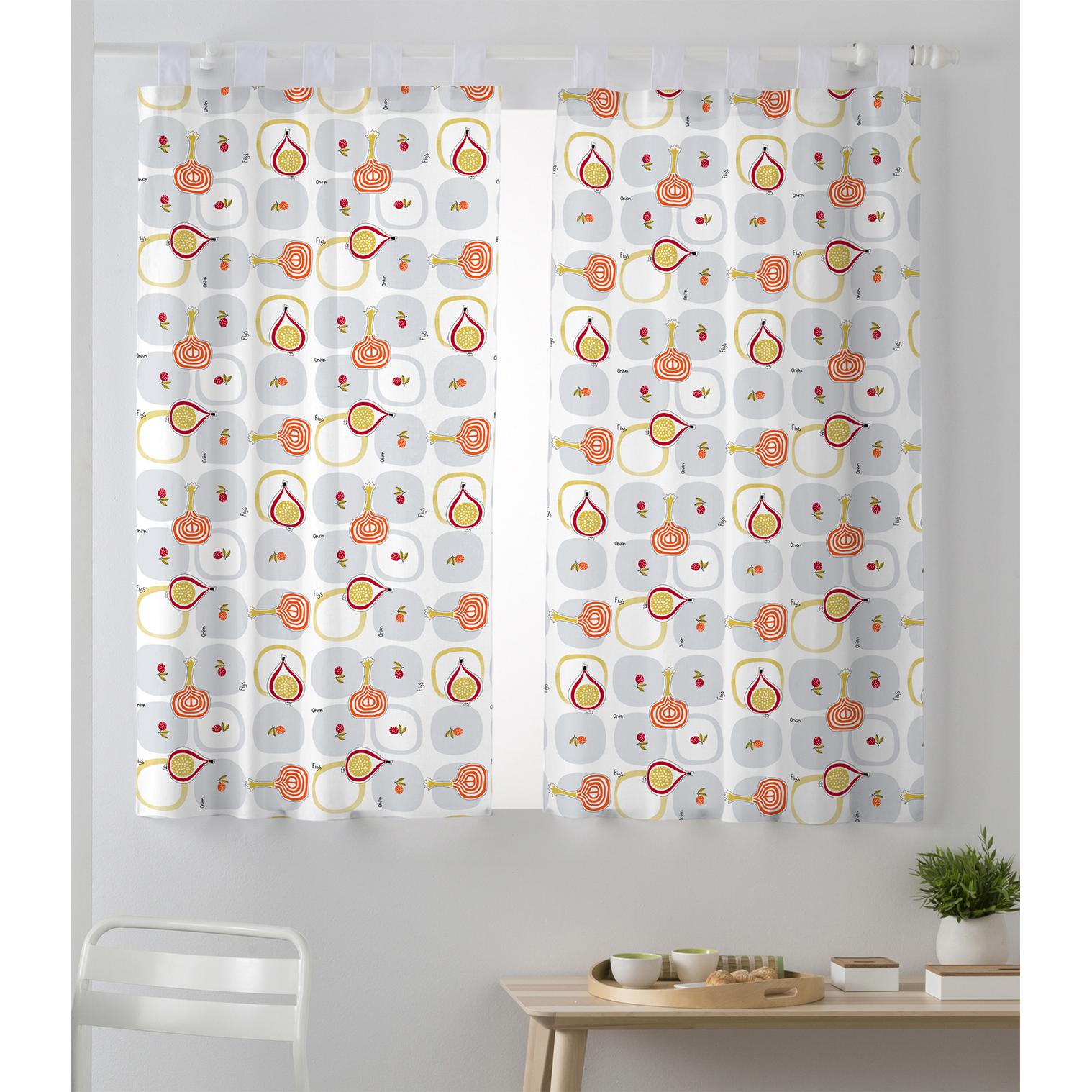 VALENTIA HOME Cortina Cocina Pack 2 Allium | Media Altura | 100x140 CM | Fácil de Instalar y Mantener
