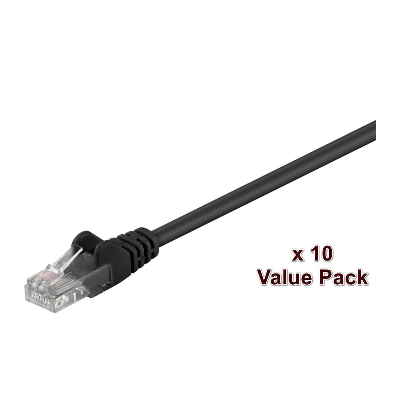 Microconnect Cable de Red U/UTP Cat5e 1m Negro - Paquete de 10