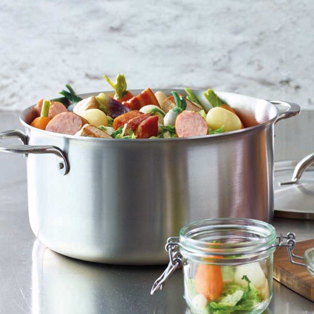 Olla sin Tapa Alchimy de De Buyer - Cocina Profesional con Distribución Uniforme del Calor, Acero Inoxidable y Aluminio, Ideal para Todo Tipo de Fuegos, Incluida Inducción