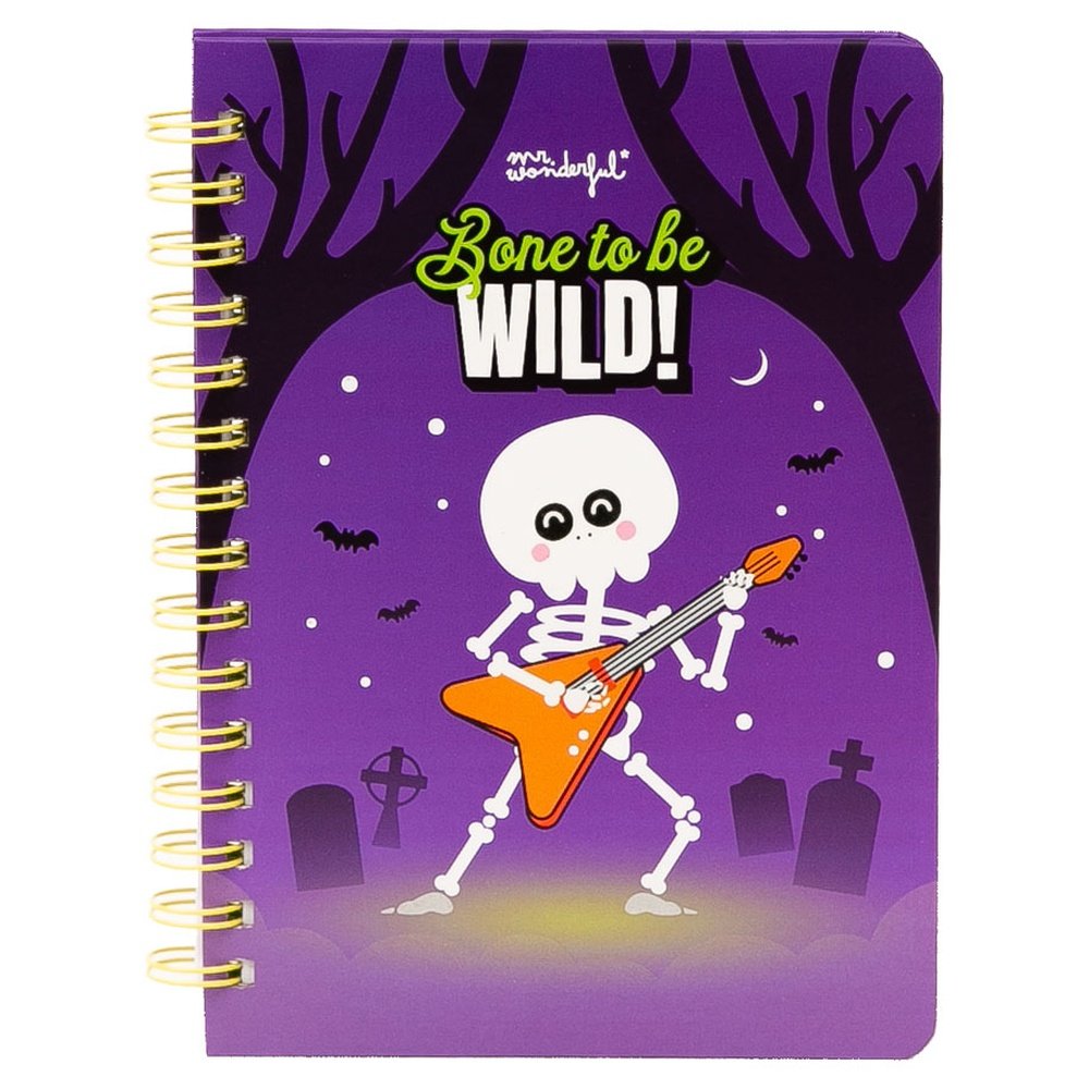 MR LIBRETA A5 FLUORESCENTE BRILLA OSCURIDAD BONE TO BE WILD HALLOWEEN 8x1x14 Cms.