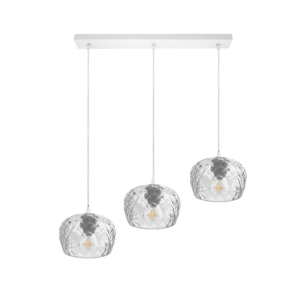 FABRILAMP Regleta Estela 3xe27 Blanca Regx65x13 Cm C/tulipas Cristal Tallado Transparente