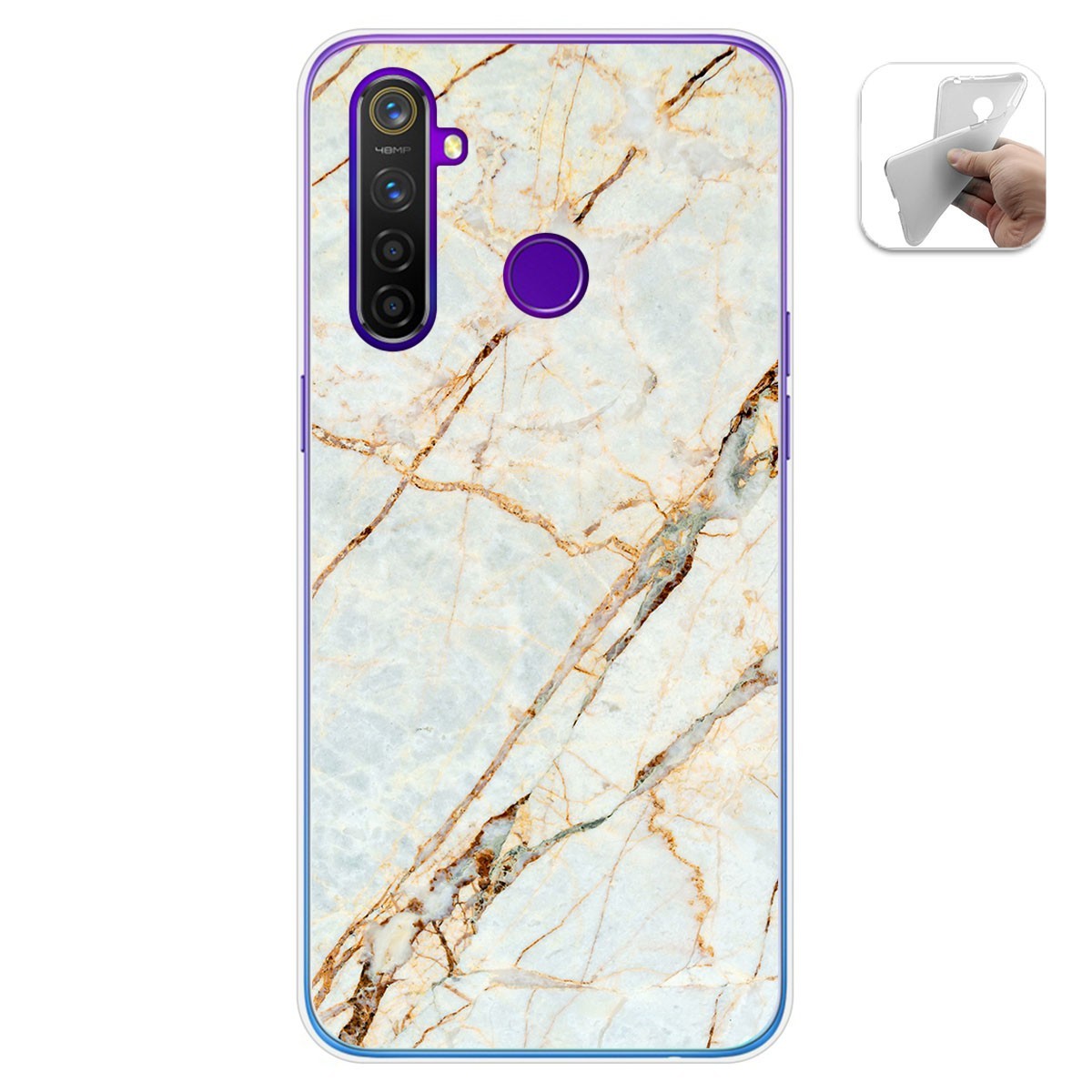 Tumundosmartphone Funda Gel Tpu para Realme 5 Pro diseño Mármol 13 Dibujos