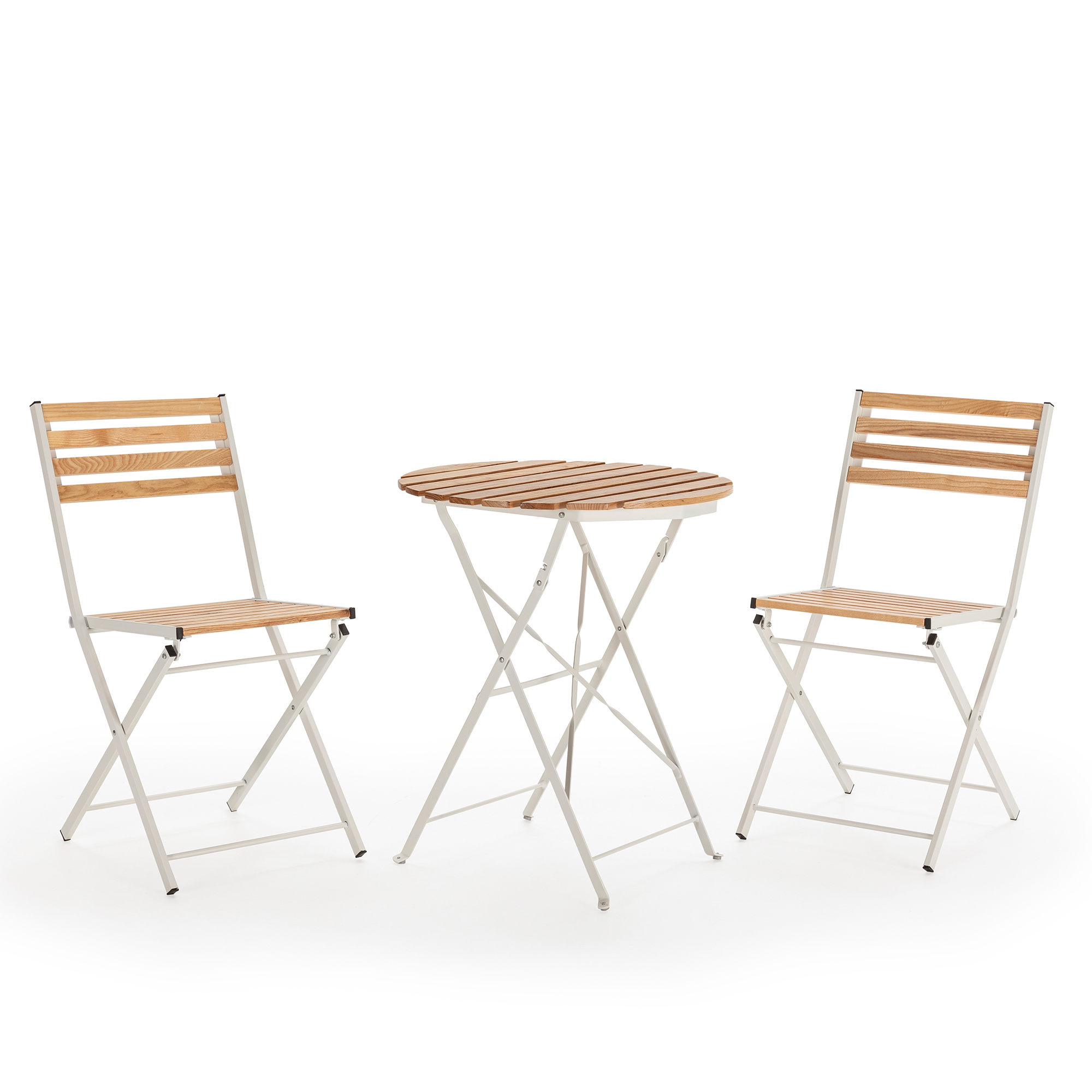VS Venta-Stock Conjunto Muebles de Jardín Ambar 3 Piezas Blanco, Mesa y 2 sillas