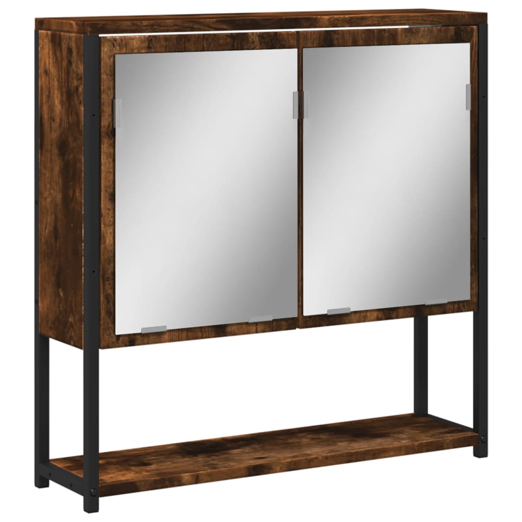 vidaXL Armario con espejo baño madera roble ahumado 60x16x60 cm