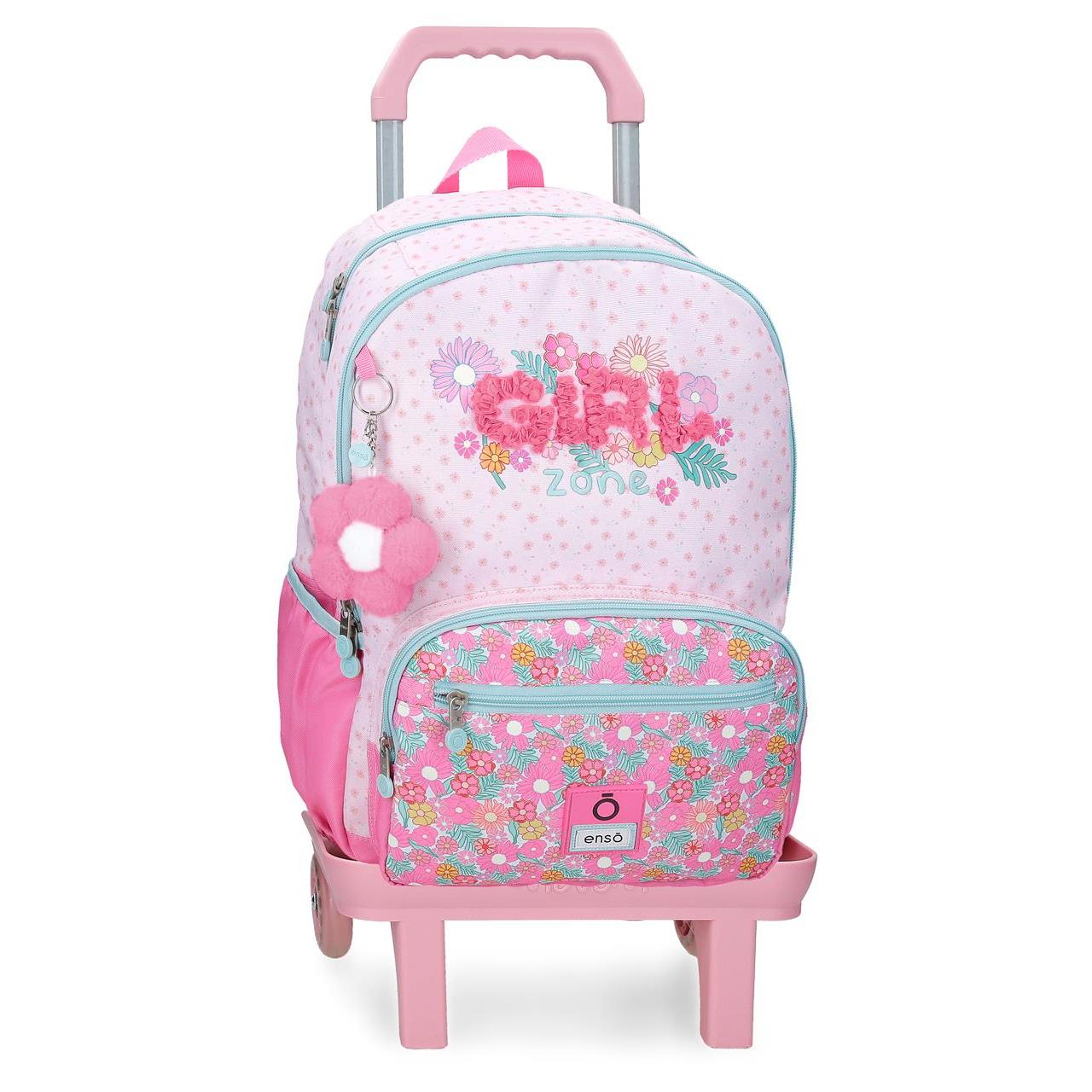 Mochila escolar con carro Enso Girl Zone 32x44x17cm Fucsia
