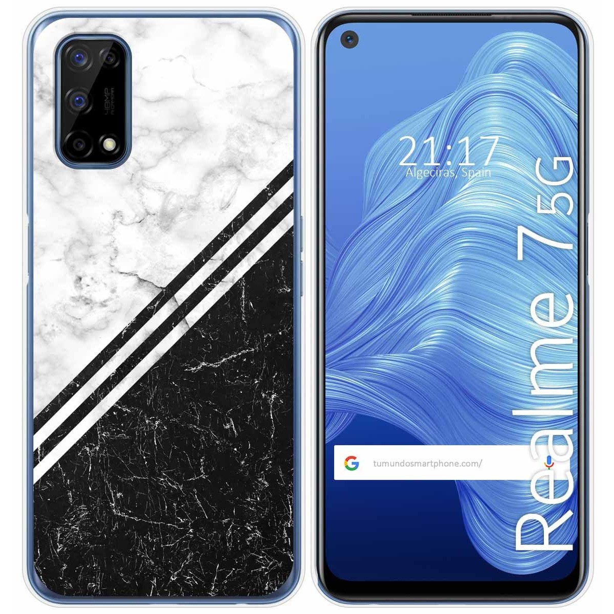 Tumundosmartphone Funda Gel Tpu para Realme 7 5G diseño Mármol 01 Dibujos