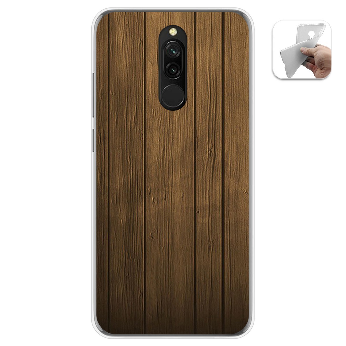 Tumundosmartphone Funda Gel Tpu para Xiaomi Redmi 8 diseño Madera Dibujos