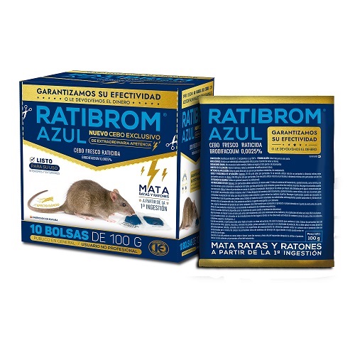 RATIBROM AZUL, Cebo Fresco, Caja 900 g (6 bolsitas x 150 gr)
