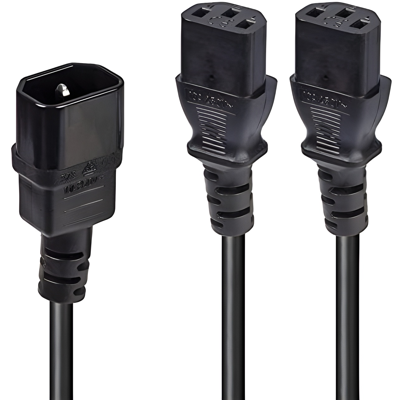 Lindy 2m IEC C14a 2x IEC C13IEC de y Splitter Extension Lead Cable–Negro