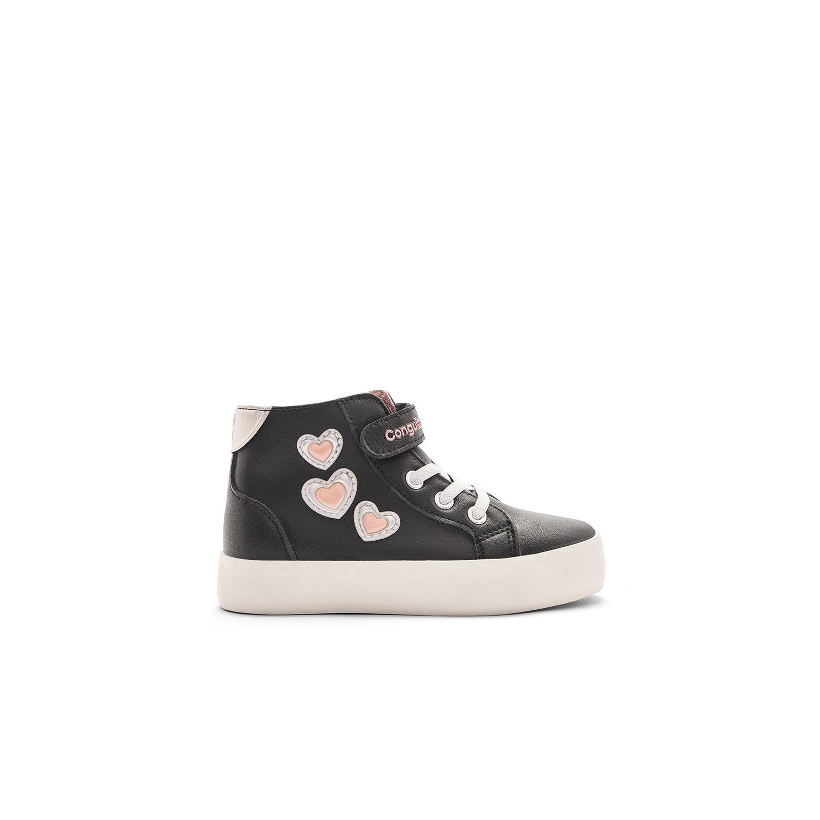 Conguitos - Zapatillas Altas de Niña Estampado Corazones Negros para Niña