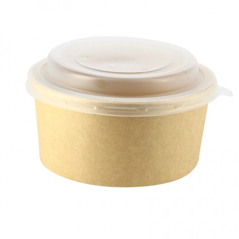 300 Uds. Ensaladera de cartón kraft para poke con tapa PP (750cc) | Ref: ENS020K