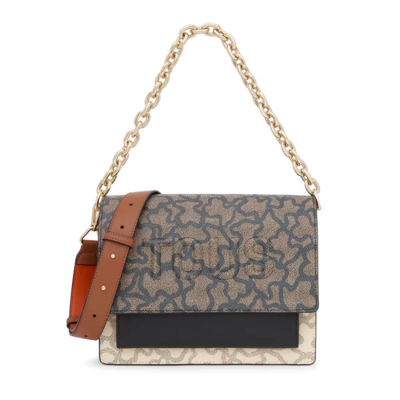 Bandolera Tous Mediana Audree Chain Negra y Beige Kaos Icon 2001799554