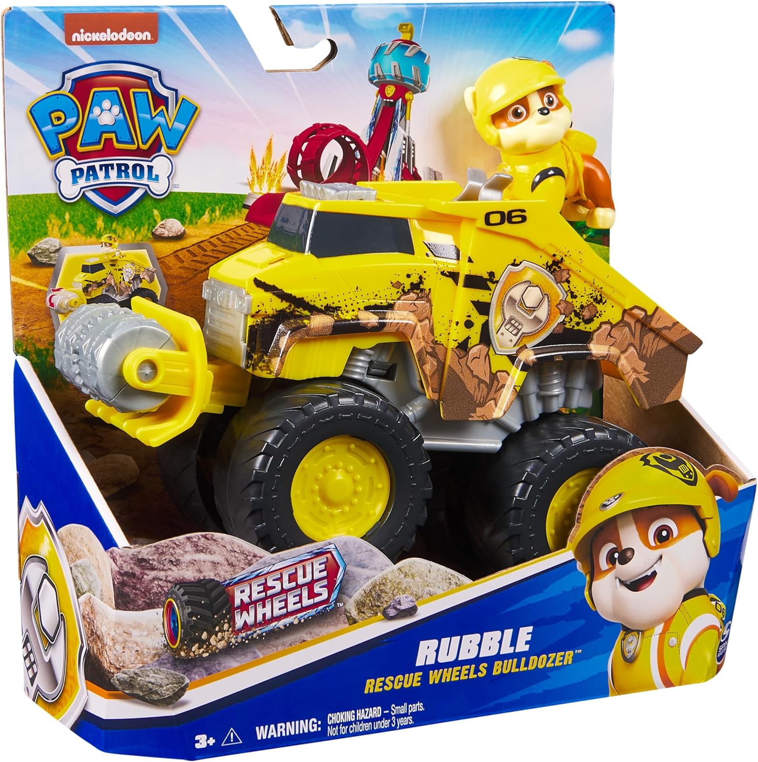Patrulla Canina - Pack Figura Rubble Rescue Wheels y Vehículo Excavadora - Patrulla Canina Juguetes - Juguetes Niños +3 años (Spin Master 6069304)