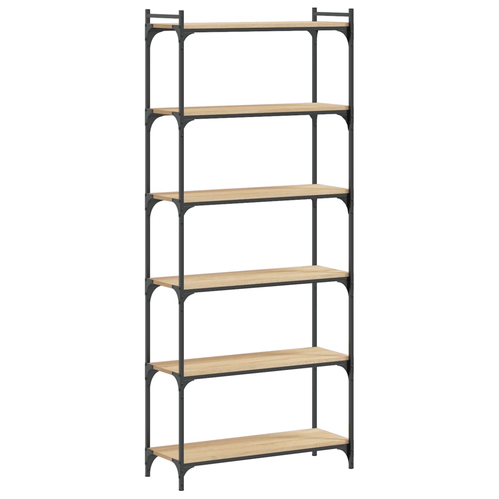 Librería Vidaxl 6 Estantes Madera Ingeniería 80x30x188cm Negro