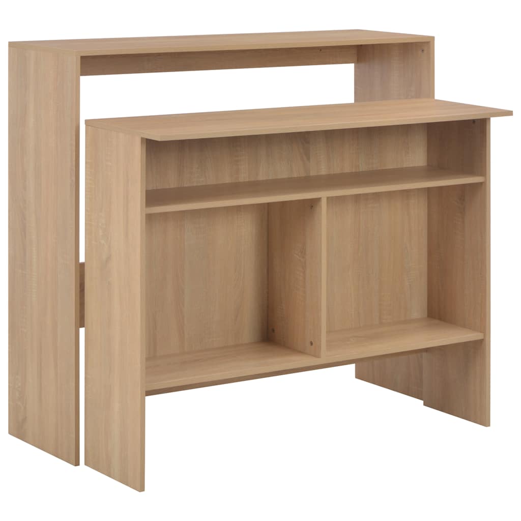 vidaXL Mesa de bar con 2 tableros y 130x40x120 cm en color Gris/Blanco/Blanco y marrón y más | estructura resistente ideal para salón dormitorio o estudio