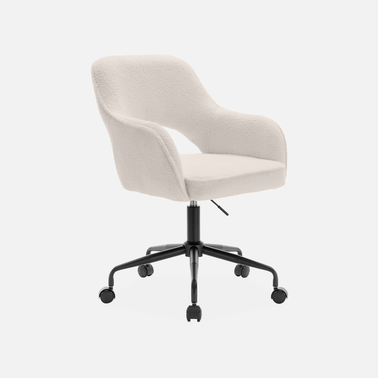 sweeek - Silla de oficina con ruedas en borreguito y base negra , Jim borreguito , 60x62x99