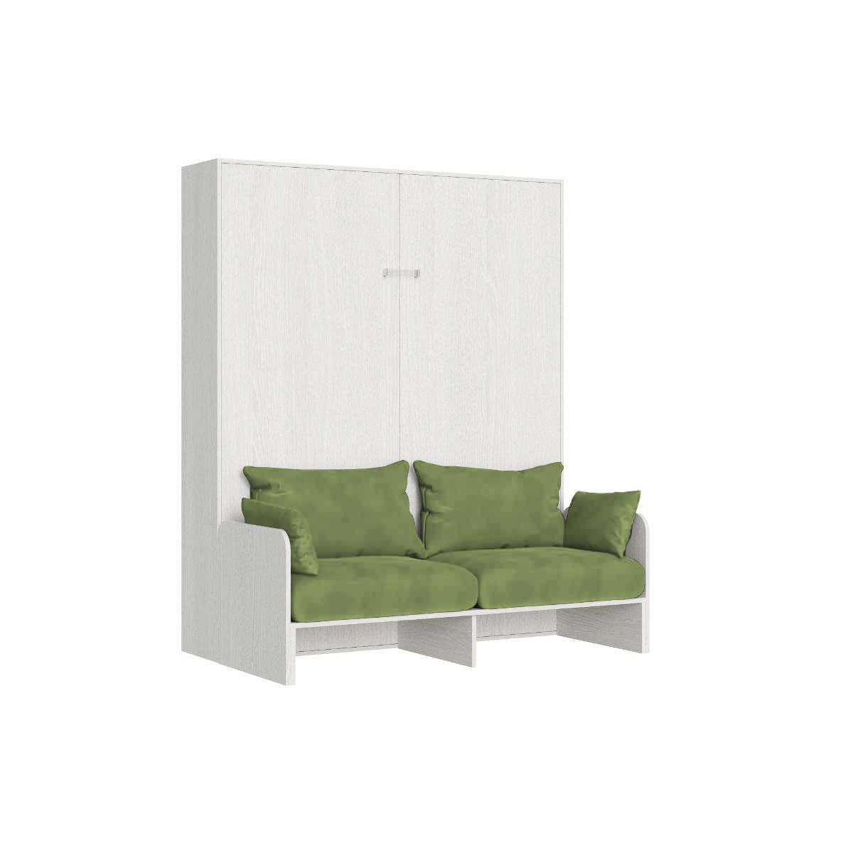 Cama doble plegable Kentaro de 160 cm con sofá de fresno blanco, verde - Itamoby