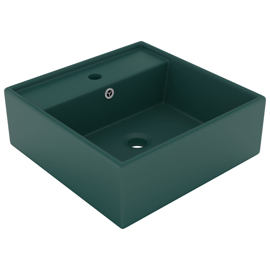 vidaXL Lavabo Cuadrado Rebosadero de Cerámica Mate 41x41 cm Vasija Color matte dark grey,  matte dark green,  matte pink y mas